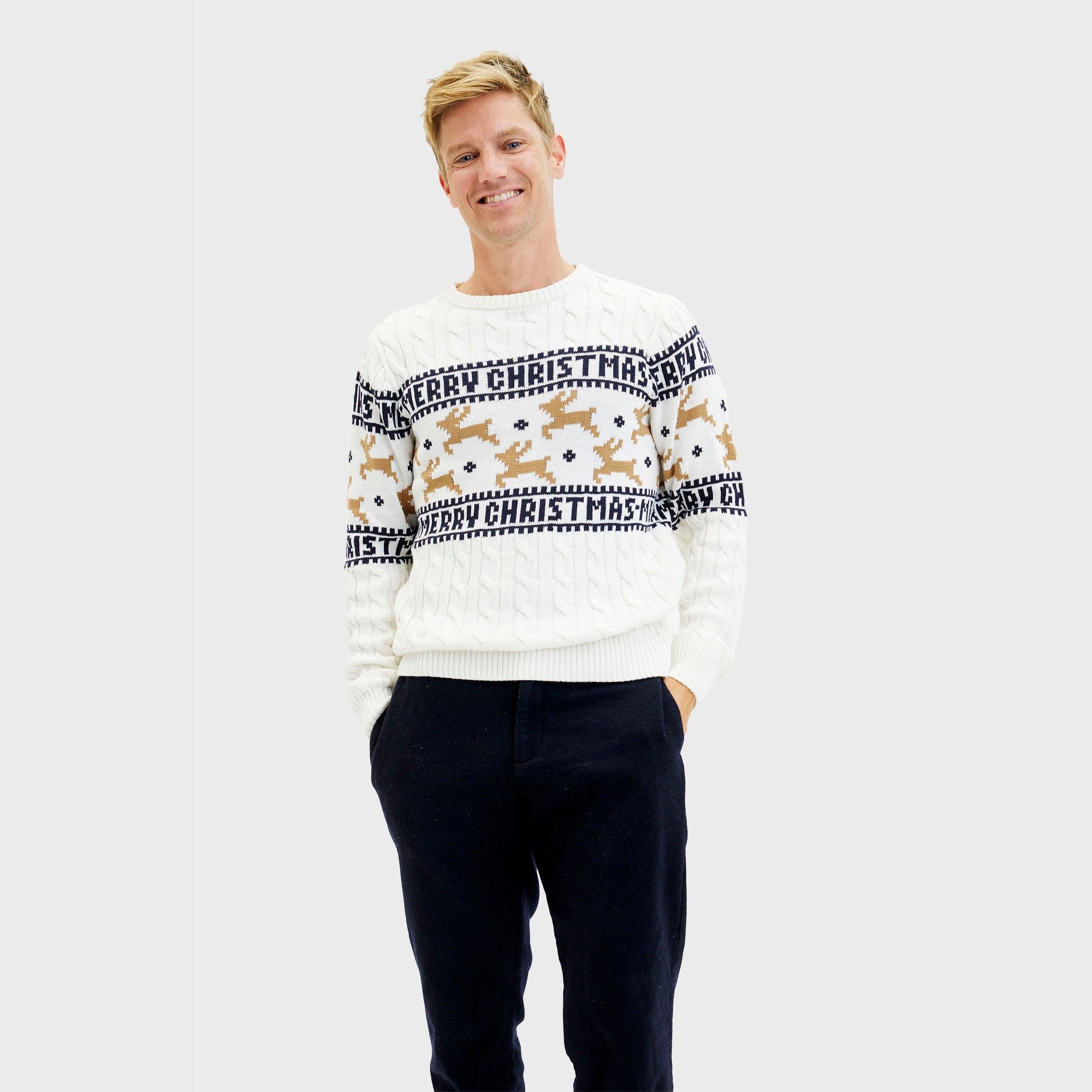 The Elegant White Christmas Sweater β Men